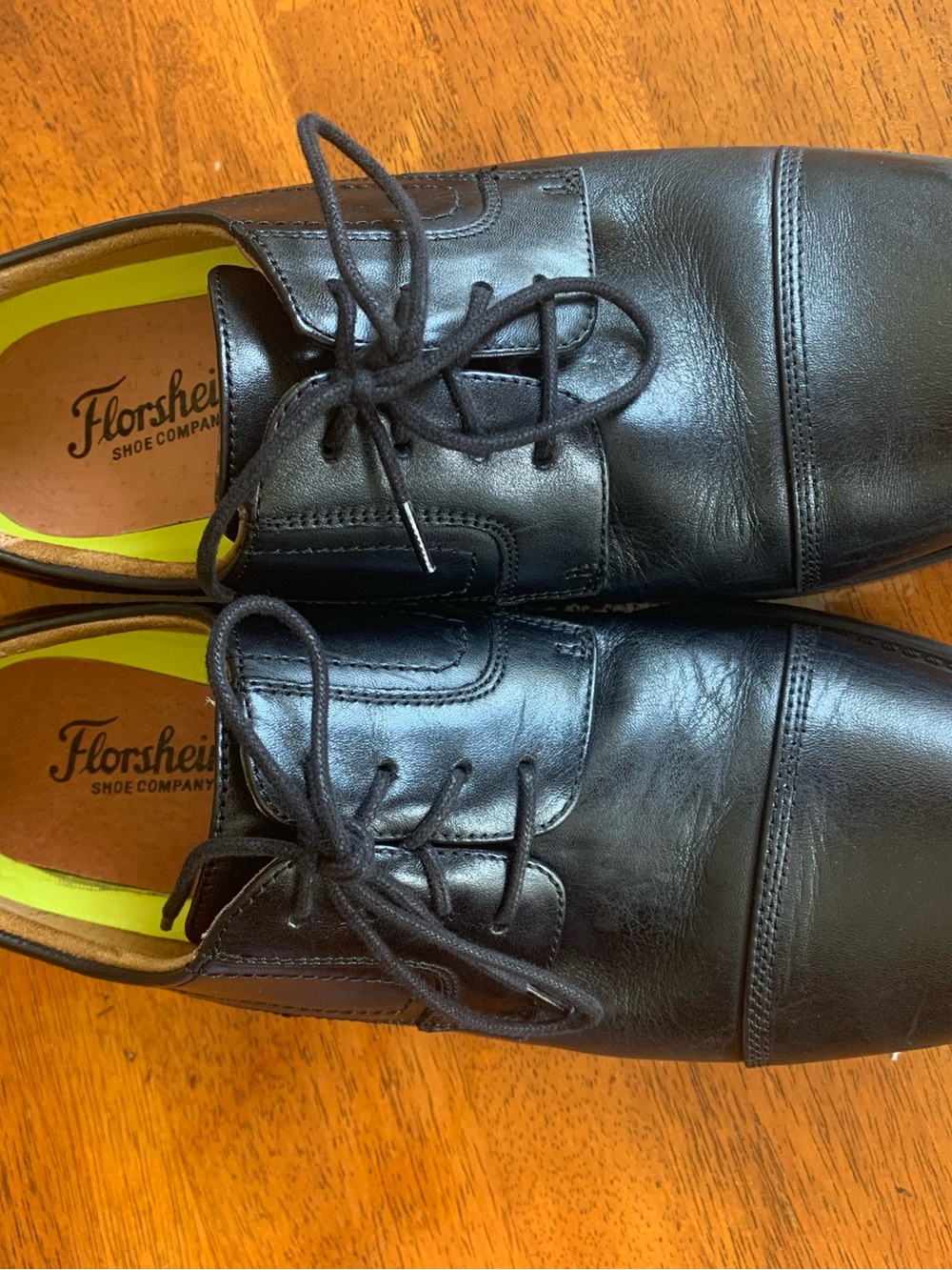 Florsheim Black Leather Cap-Toe Derby Shoes